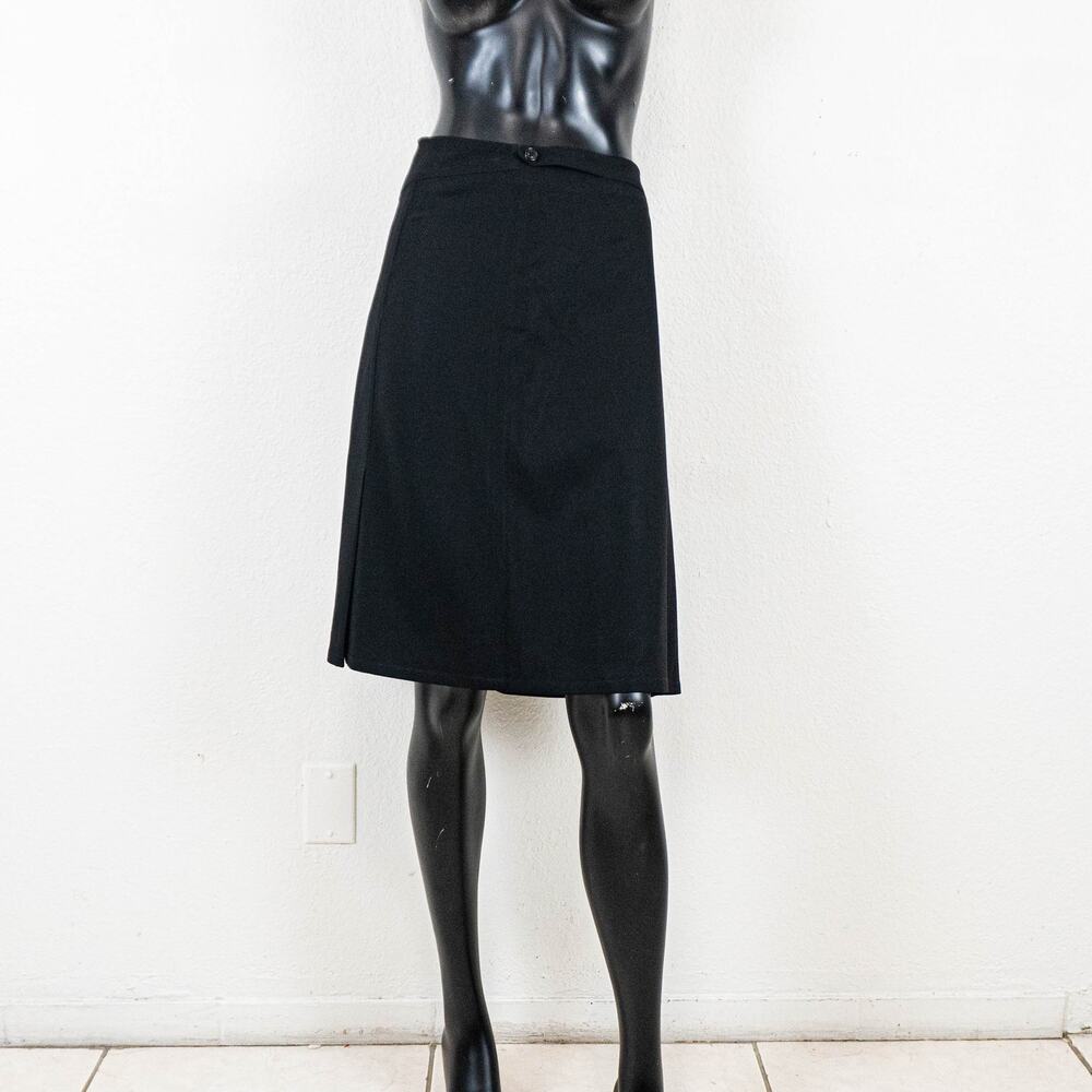 Piazza Sempione Black A-Line Skirt Knee Length Wool Size 46IT - Picture 2 of 10